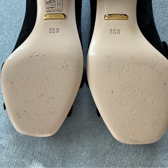 Gucci Black Suede Marmont Fringe Loafers with Gold Double G - Picture 6 of 8